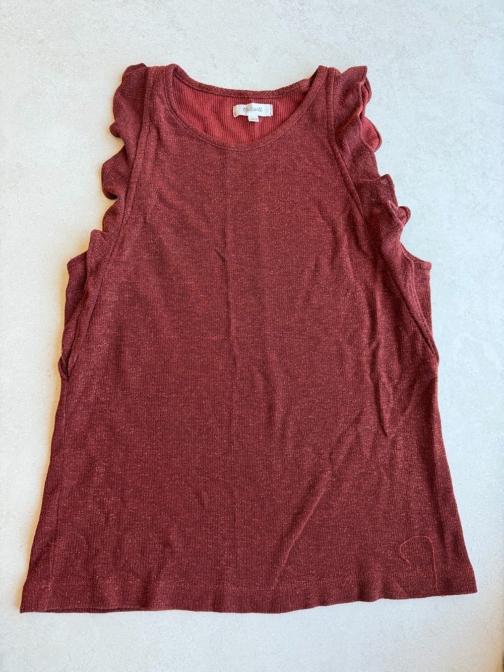 Madewell Rust-Red Ruffled Sleeve Tank